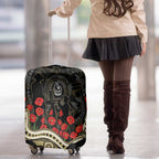 Collingwood Magpies ANZAC Day Luggage Cover Indigenous Dot Art with Poppy Flower Tribute
