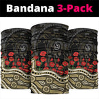 Collingwood Magpies ANZAC Day Neck Gaiter Indigenous Dot Art with Poppy Flower Tribute
