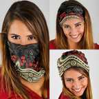 Collingwood Magpies ANZAC Day Neck Gaiter Indigenous Dot Art with Poppy Flower Tribute
