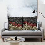 Collingwood Magpies ANZAC Day Pillow Cover Indigenous Dot Art with Poppy Flower Tribute