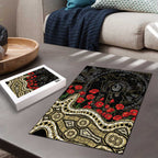 Collingwood Magpies ANZAC Day Puzzle Indigenous Dot Art with Poppy Flower Tribute