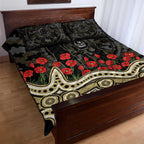 Collingwood Magpies ANZAC Day Quilt Bed Set Indigenous Dot Art with Poppy Flower Tribute