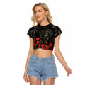 Collingwood Magpies ANZAC Day Raglan Cropped T Shirt Indigenous Dot Art with Poppy Flower Tribute