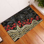 Collingwood Magpies ANZAC Day Rubber Doormat Indigenous Dot Art with Poppy Flower Tribute