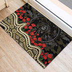 Collingwood Magpies ANZAC Day Rubber Doormat Indigenous Dot Art with Poppy Flower Tribute