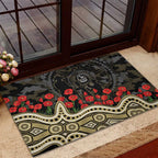 Collingwood Magpies ANZAC Day Rubber Doormat Indigenous Dot Art with Poppy Flower Tribute