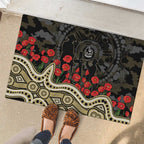 Collingwood Magpies ANZAC Day Rubber Doormat Indigenous Dot Art with Poppy Flower Tribute