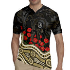 Collingwood Magpies ANZAC Day Rugby Jersey Indigenous Dot Art with Poppy Flower Tribute