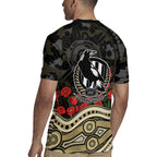 Collingwood Magpies ANZAC Day Rugby Jersey Indigenous Dot Art with Poppy Flower Tribute