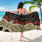 Collingwood Magpies ANZAC Day Sarong Indigenous Dot Art with Poppy Flower Tribute