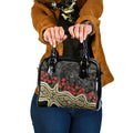 Collingwood Magpies ANZAC Day Shoulder Handbag Indigenous Dot Art with Poppy Flower Tribute