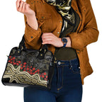 Collingwood Magpies ANZAC Day Shoulder Handbag Indigenous Dot Art with Poppy Flower Tribute