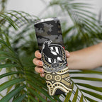 Collingwood Magpies ANZAC Day Skinny Tumbler Indigenous Dot Art with Poppy Flower Tribute