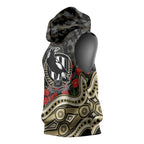 Collingwood Magpies ANZAC Day Sleeveless Hoodie Indigenous Dot Art with Poppy Flower Tribute
