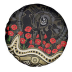 Collingwood Magpies ANZAC Day Spare Tire Cover Indigenous Dot Art with Poppy Flower Tribute