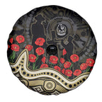Collingwood Magpies ANZAC Day Spare Tire Cover Indigenous Dot Art with Poppy Flower Tribute