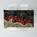 Collingwood Magpies ANZAC Day Tablecloth Indigenous Dot Art with Poppy Flower Tribute