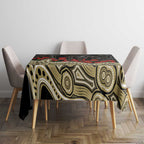 Collingwood Magpies ANZAC Day Tablecloth Indigenous Dot Art with Poppy Flower Tribute