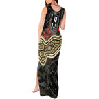 Collingwood Magpies ANZAC Day Tank Maxi Dress Indigenous Dot Art with Poppy Flower Tribute