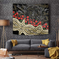 Collingwood Magpies ANZAC Day Tapestry Indigenous Dot Art with Poppy Flower Tribute
