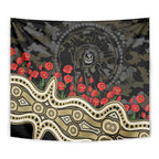 Collingwood Magpies ANZAC Day Tapestry Indigenous Dot Art with Poppy Flower Tribute