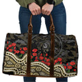 Collingwood Magpies ANZAC Day Travel Bag Indigenous Dot Art with Poppy Flower Tribute
