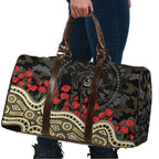 Collingwood Magpies ANZAC Day Travel Bag Indigenous Dot Art with Poppy Flower Tribute