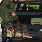 Collingwood Magpies ANZAC Day Travel Bag Indigenous Dot Art with Poppy Flower Tribute