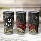 Collingwood Magpies ANZAC Day Tumbler Cup Indigenous Dot Art with Poppy Flower Tribute