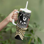 Collingwood Magpies ANZAC Day Tumbler With Handle Indigenous Dot Art with Poppy Flower Tribute