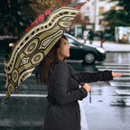 Collingwood Magpies ANZAC Day Umbrella Indigenous Dot Art with Poppy Flower Tribute