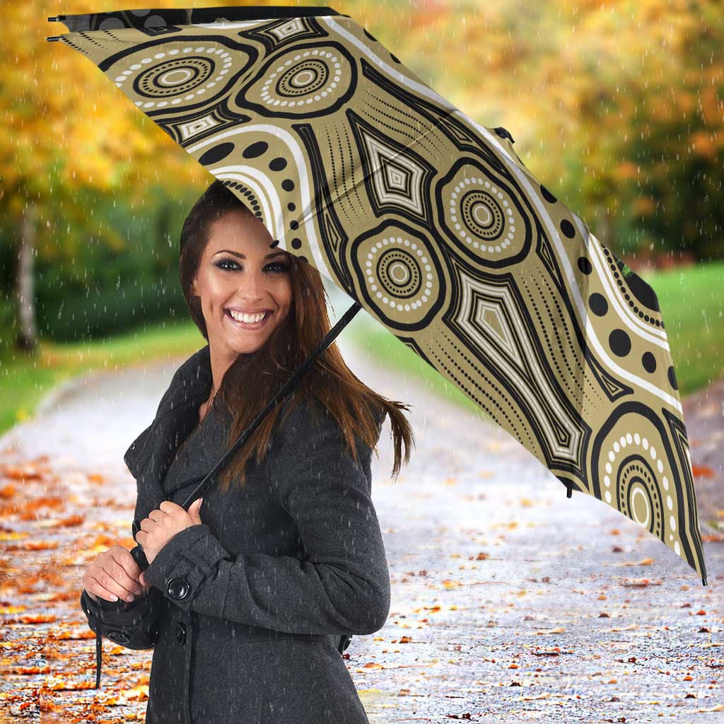Collingwood Magpies ANZAC Day Umbrella Indigenous Dot Art with Poppy Flower Tribute