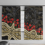Collingwood Magpies ANZAC Day Window Curtain Indigenous Dot Art with Poppy Flower Tribute