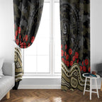 Collingwood Magpies ANZAC Day Window Curtain Indigenous Dot Art with Poppy Flower Tribute