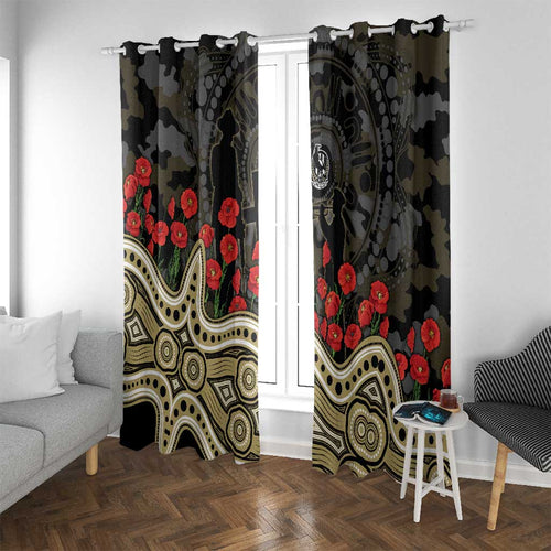Collingwood Magpies ANZAC Day Window Curtain Indigenous Dot Art with Poppy Flower Tribute