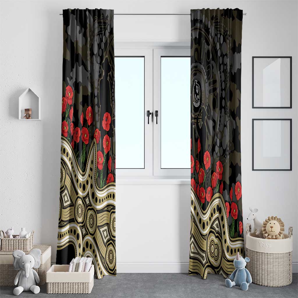Collingwood Magpies ANZAC Day Window Curtain Indigenous Dot Art with Poppy Flower Tribute