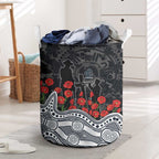 Carlton Blues ANZAC Day Laundry Basket Indigenous Dot Art with Poppy Flower Tribute
