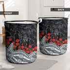 Carlton Blues ANZAC Day Laundry Basket Indigenous Dot Art with Poppy Flower Tribute