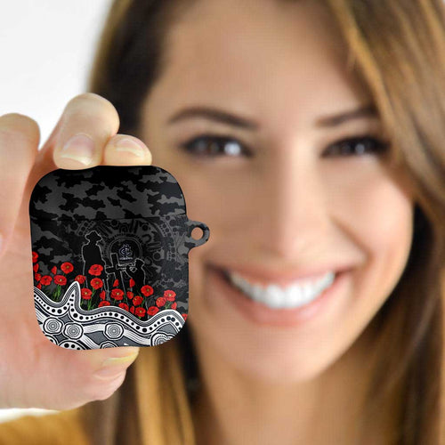 Carlton Blues ANZAC Day AirPods Case Indigenous Dot Art with Poppy Flower Tribute