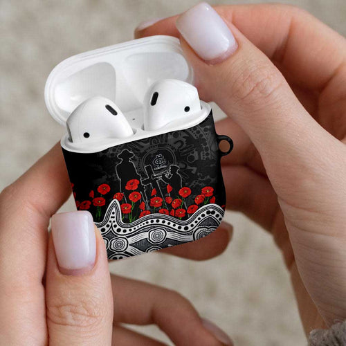 Carlton Blues ANZAC Day AirPods Case Indigenous Dot Art with Poppy Flower Tribute