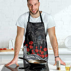 Carlton Blues ANZAC Day Apron Indigenous Dot Art with Poppy Flower Tribute