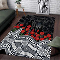 Carlton Blues ANZAC Day Area Rug Indigenous Dot Art with Poppy Flower Tribute