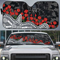 Carlton Blues ANZAC Day Auto Sun Shade Indigenous Dot Art with Poppy Flower Tribute