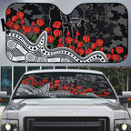 Carlton Blues ANZAC Day Auto Sun Shade Indigenous Dot Art with Poppy Flower Tribute