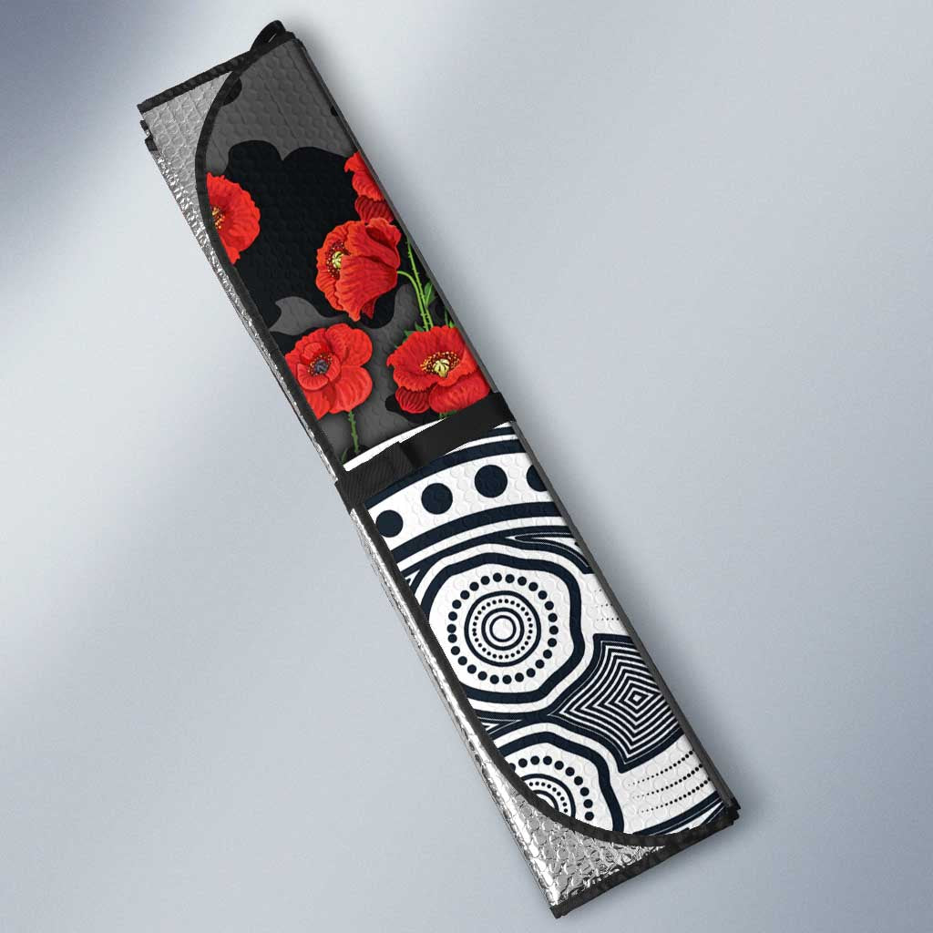 Carlton Blues ANZAC Day Auto Sun Shade Indigenous Dot Art with Poppy Flower Tribute