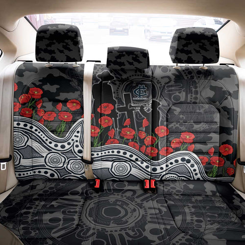 Carlton Blues ANZAC Day Back Car Seat Cover Indigenous Dot Art with Poppy Flower Tribute