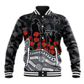 Carlton Blues ANZAC Day Baseball Jacket Indigenous Dot Art with Poppy Flower Tribute