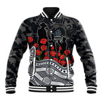 Carlton Blues ANZAC Day Baseball Jacket Indigenous Dot Art with Poppy Flower Tribute