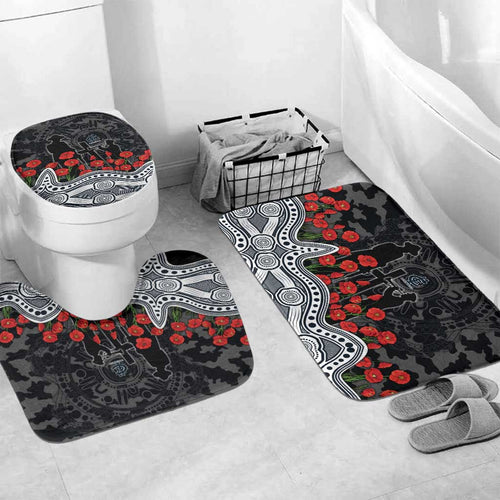 Carlton Blues ANZAC Day Bathroom Set Indigenous Dot Art with Poppy Flower Tribute