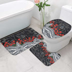 Carlton Blues ANZAC Day Bathroom Set Indigenous Dot Art with Poppy Flower Tribute